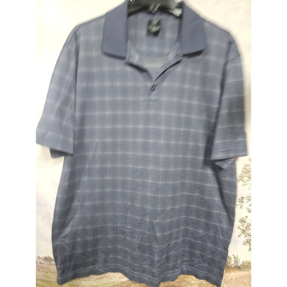 Vintage Nike Golf Polo Shirt Mens XL Blue Plaid Checkered Textured 100% Cotton